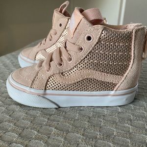 6M Walker Vans SK8-Hi Zip Sneaker Rose Gold Suede
